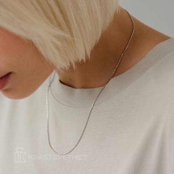 Цепь из белого золота 585, плетение «Снейк»